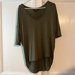 Express Olive Green V-Neck 3/4 sleeve shirt size medium